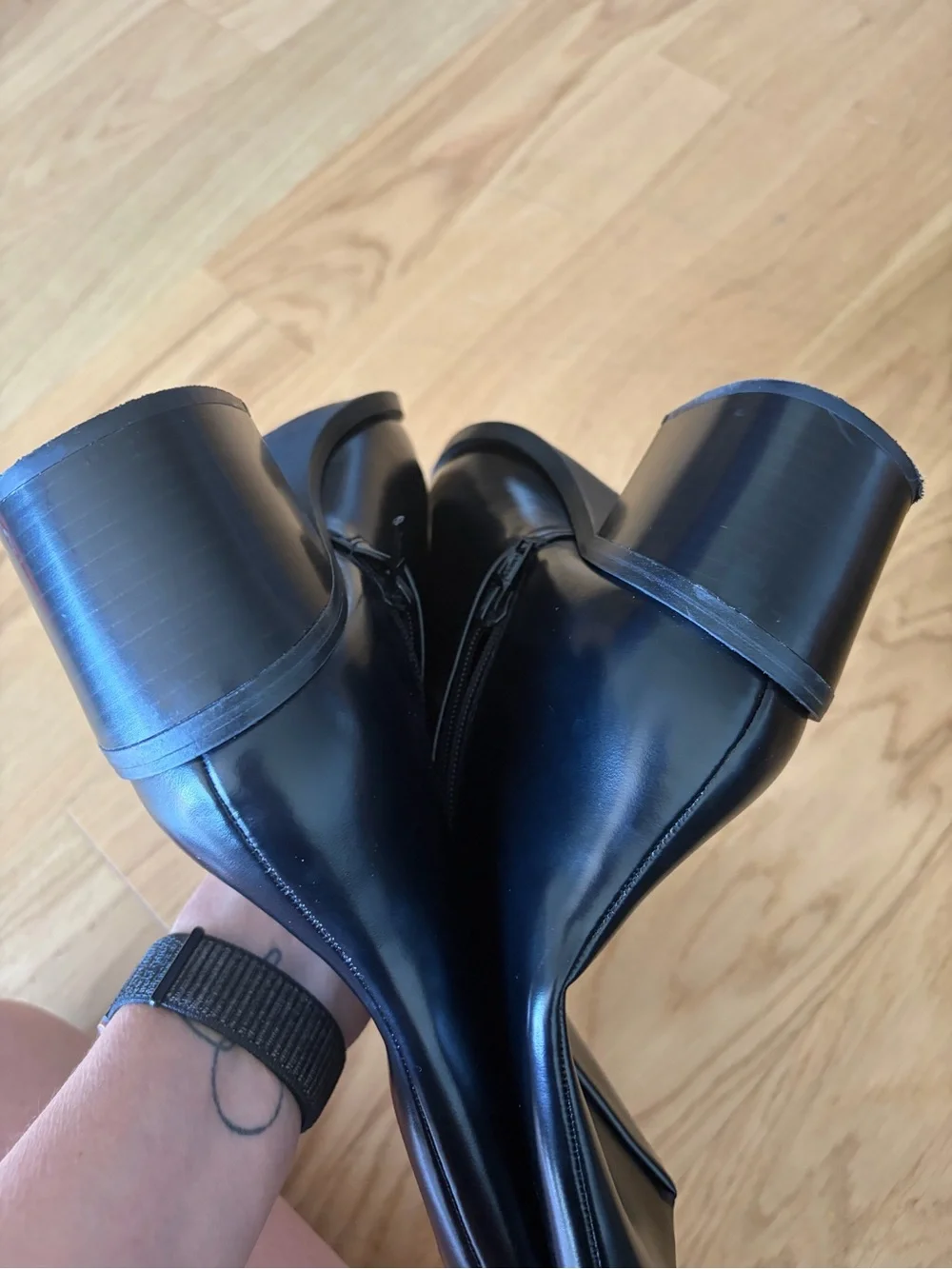 Black Pointed Toe Block Heel Pumps